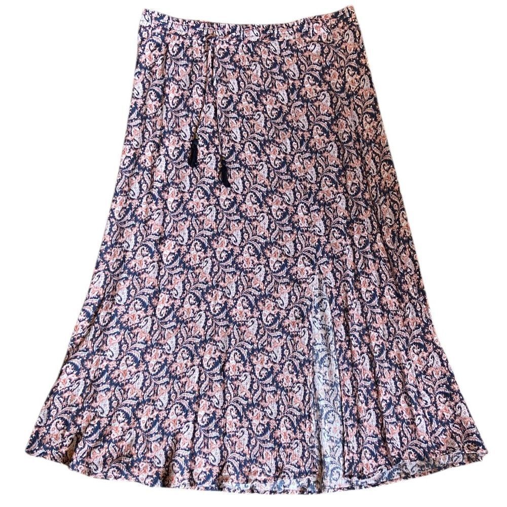 Westport 1992 Navy Blue and Orange Paisley Maxi Skirt Size 2X